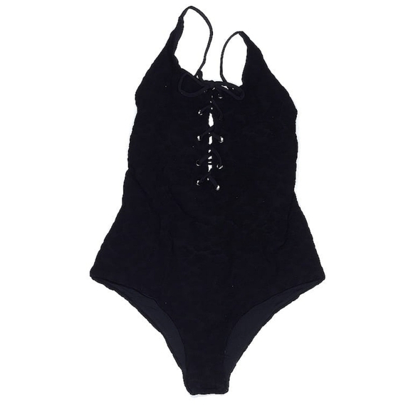 Tavik+ Black Textured Cheetah Lace-Up One Piece Swimsuit Size S - Picture 3 of 6